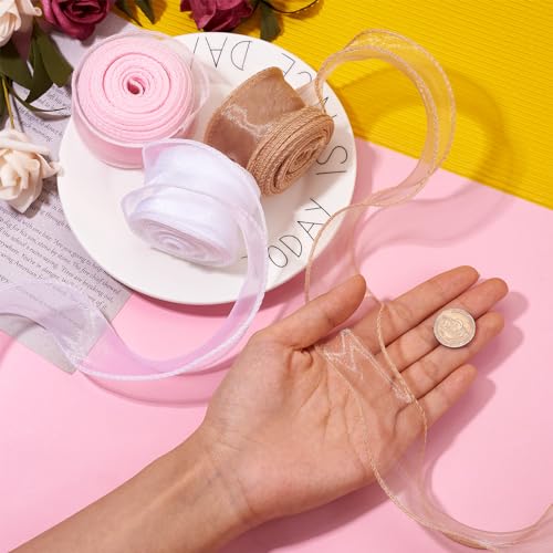 3 Rolls Polyester Iridescent Fishtail Ribbon Glittering Chiffon Ribbons voor DIY Crafts Bow Wedding Bouquet Wrap Kranten Decoratie,10m(9.14m)/Roll 4