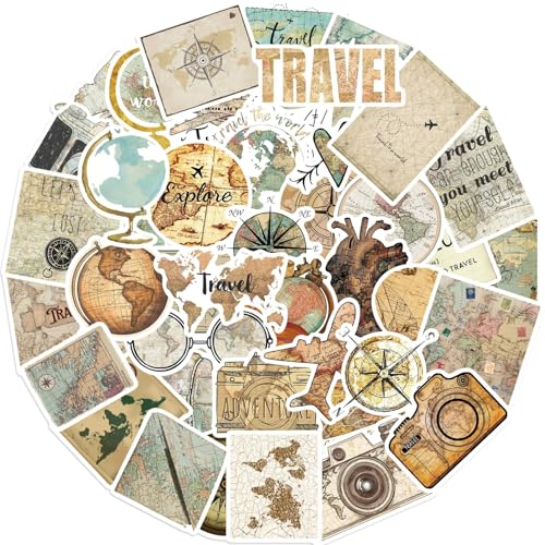 Nostalgische horloge-stickers voor jongeren en volwassenen, 50 stuks, vintage waterdichte vinyl stickerset, auto, motorfiets, fiets, skateboard, snowboard, bagage, laptop, koffer, stuur