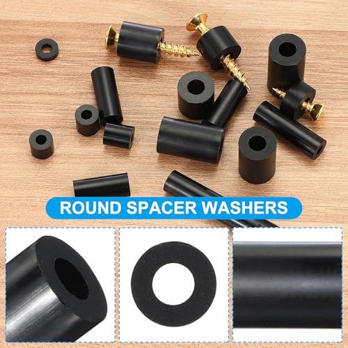 Zwart ABS ID 5.2mm, OD 11mm, Lengte 5mm, Nylon Ronde Spacer Wasmachines, 120Stuks Plastic Standoff Rubber Nut Ongeschroefd voor M5 Schroeven Socket Switch Receptacle 3