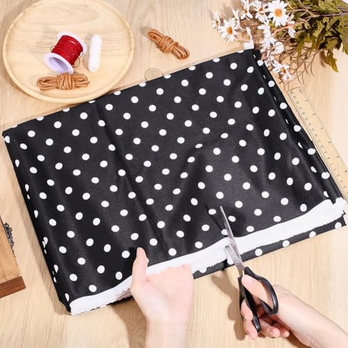 3 m polkadot-stof, 1,5 m breed polyester stippen bedrukt ambachtelijke decoratieve stof voor naaien quilten doe-het-zelf ambachten tafelkleden gordijnen, zwart 3
