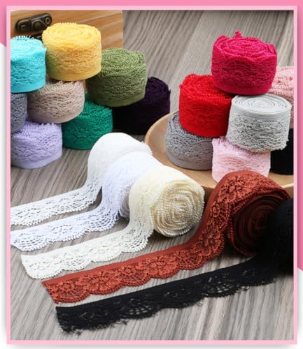 5 Yards Elasticity Lace Tape Lace Trim, 25mm Lace Trim Lace Finish Decoratieve Band Band Band Bands voor Naaien, Kantranden voor Ambachten, Naaiaccessoires, Jurk, Bruiloft, Ondergoed, Zwart 3