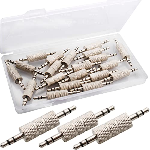 20st jack plug 3.5mm stereo, 3,5mm stekker om audio adapter, zilver, 3,5mm stereo jack aan 3,5mm stereo jack adapter, 1/8 inch audio koppeling plug