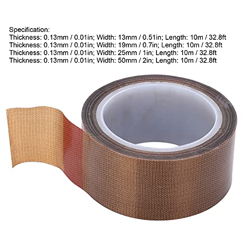 1 Rol PTFE lijm tape isolatie thermische tape hitte sealer tape tape voor verbruiksartikelen voor vacuüm afdichting:(Dikte 0,13 * breedte 25mm * lengte 10m) 3
