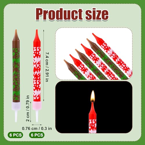 12st Pixel Verjaardagskaarsen, Pixel Kaarsen TNT Thema Verjaardag Kaarsen Pixel Miner verjaardag Taart Kaars Pixel verjaardag partij leveringen voor afstuderen bruiloft partij decoratie