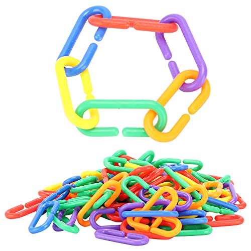 100 st. Plastic ketting Bird Toy, Plastic Links C-clips haken ketting Parrot Bird Toy Cage