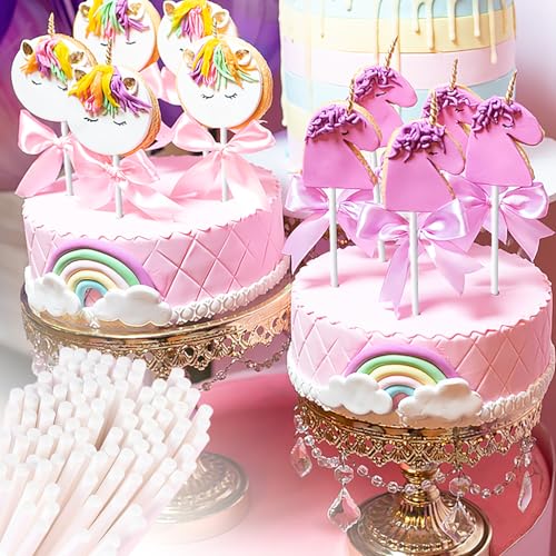 100 st. Cake Pop Sticks,Lollipop Making Tools 10 Inch Herbruikbare Cake Pop Sticks Lollipop Pop Sticks Paper Rods White Safety Craft Sticks Cake Topper Sticks voor snoep Cookies en 5