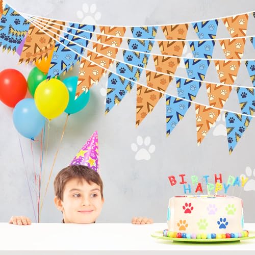 5 Sets Honden Paw verjaardag Banner, Blauw Oranje Honden Paw Tuin Vlag Vlag Vlag Banner voor Outdoor Garden Garden House Wall 3