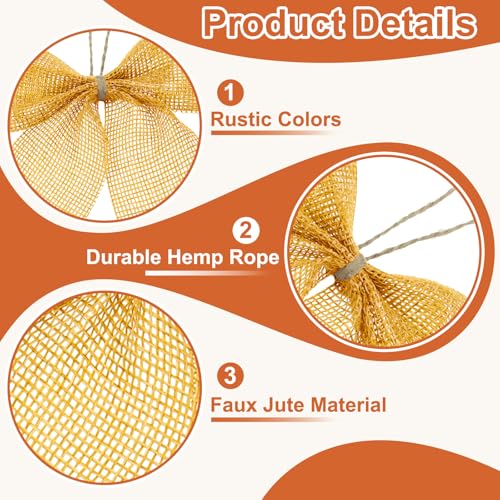 10.5cm Mini Burlap Bows for Crafts, 12 stuks Handgemaakte Bows met Bow, Natural Decorative Decoration, Pre-tied Christmas Bow voor Festival, Holiday Party Supplies 3