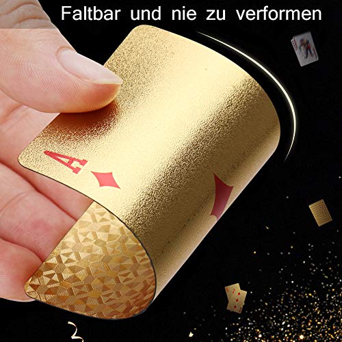2 stuks speelkaarten, waterdichte pokerkaarten met geschenkdoos, familiefeest, speelkaarten (Gold Foil en Silver Foil) 3