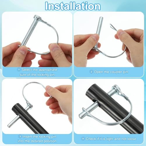 Aanhangwagen Clutch Pin, 1/4 x 1 - 3/4 inch, 4 st Wire Lock Tree veiligheidsronde spelden voor landbouwaanhanger gazon bevestigingen (6 x 45mm) 5