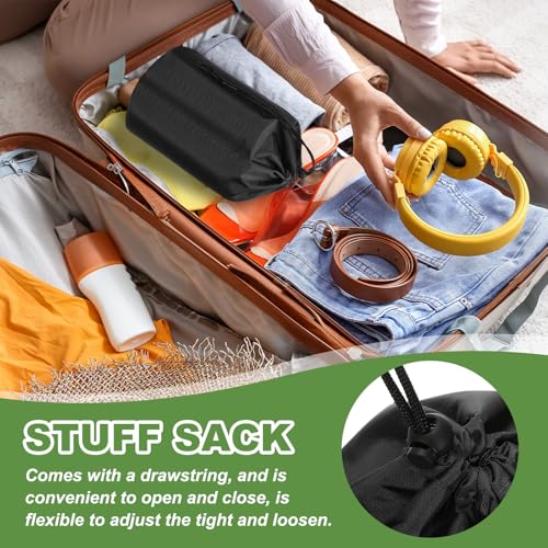 Stuff Sack, 2 stuks 5 x 10 Inch Waterdichte Outdoor Opbergzak Draagbaar Koordstof Valve Bag Lichtgewicht slaapzak voor Camping Wandelen Reizen, Zwart 4
