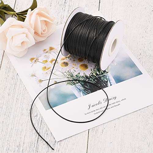 Waxed Polyester koord, 1mm, DIY sieraden ambachten Macrame het maken van Kralen Draad Touw met Spool (zwart) 5