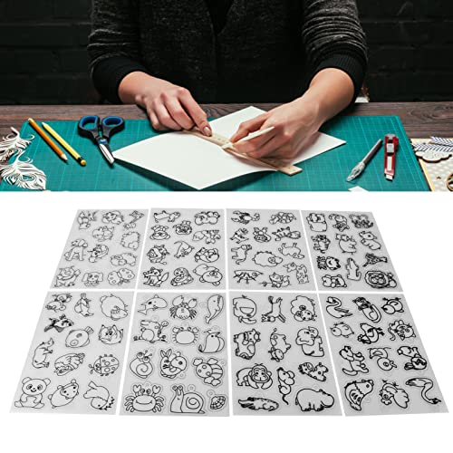 8Stuks Heat Shrink Tubing, Pattern Plastic Kunstvellen Leuke dieren Papier voor DIY Keychain Hanger Craft Decoration Cadeau Dier (Diermodellen Dier) 5