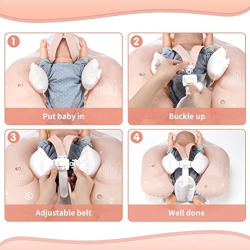 Baby Zwemring met Sun Canopy, Pony Opblaasbaar Zwemring, Baby zwemtrainer Baby zwemhulp met verwijderbare zonbescherming, Zwemring voor baby's, peuters, roze, L(6-30 maanden) 4