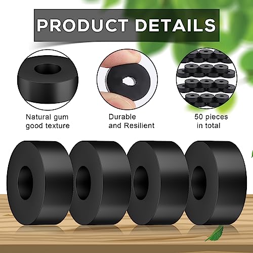 50 Stukken dikke rubberen ringen, 2cm OD 1,5cm ID 0,5cm Dikte Spacers, Vibratie Damping Pads, Platte Isolatie Ringen, Grommets, Spacers 3