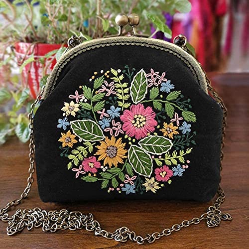 Borduurset voor beginners, vintage handtas, tas, borduurset met patroon en instructies (Engelse taal niet gegarandeerd), bamboe borduurwerk frame en gereedschappen 4