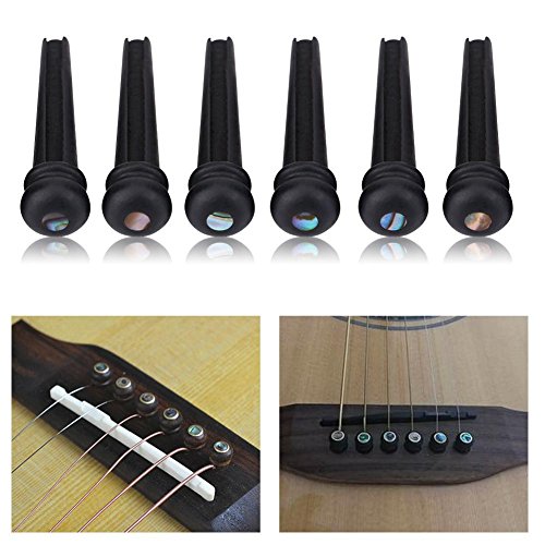Gitaarbrug Pins, 6Pcs Ebony Folk Bridge Pins Met Abalone Shell voor 6 String Akoestische Volksgitaar 4