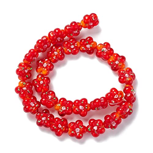 28 st Red Flower Lampwork kralen 5-Petal Kleine Bloemen Lampwerk Glazen kralen voor DIY armband ketting oorbellen Spacer kralen Handgemaakt Sieraden maken