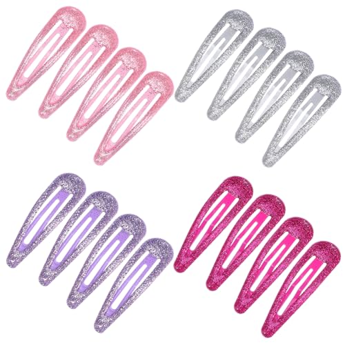 16 Stukjes meisjes haarspeldjes metaal Glitter haar snap clips, kleurrijke sequins haarspeldjes meisjes kinderen Glitter haarspeld Glitter meisjes accessoires zilver