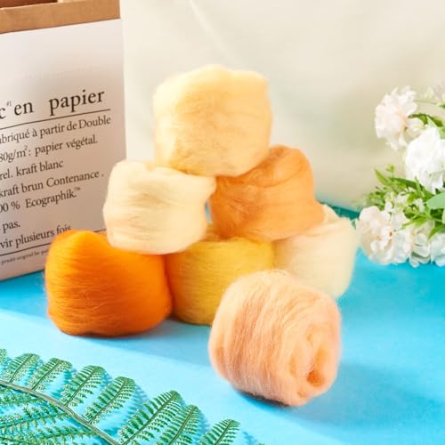 Wol Wanderen garen voor naald Villen Oranje Zachte Vezel Wol Supplies voor doe-het-zelver Hand Spinning Weven Beginners Volwassenen Handgemaakte Poppen Villen Dier Thanksgiving Herfst 35 3