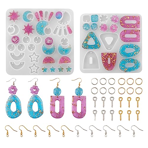 Harsvorm Kit hangers Silicone mallen Epoxy Hars met oorbellen haken Jump Rings Schroef Eye Pin Peg Bails voor oorbellen sieraden maken