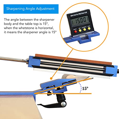 Mesverscherper met vaste hoek, Quick Clip Mes slijpset, met 15-40° Verscherping Hoek en 15° Vaste Hoek, met 6 Whetstones 4
