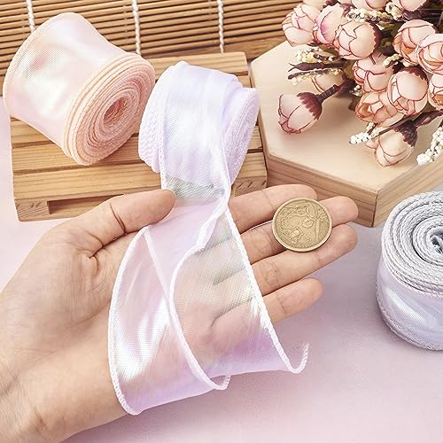 Iridecent Organza Ribbons Clear Chiffon Ribbon Shimmer Sheer Regenboogkleur 43MM Gift Wrapper Ribbon Christmas Wedding Boeket Decoratie Ribbon Bow Ribbon 5