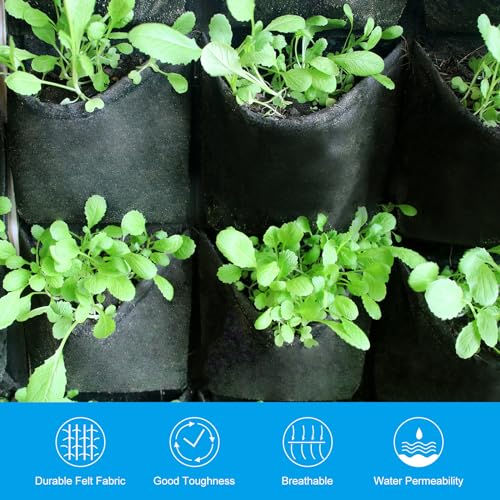 4 Zakken Verticale Hangende Grow Bags, Wall Hangende Planters Wall Mounted Vilt Fabric Planten Groei Tassen voor Tuin Home Decor, Groen 5