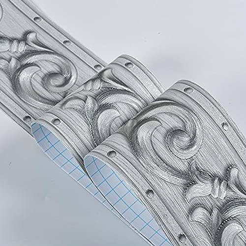 Silver Wallpaper Border Zelfklevende Plafondrand Keuken Gegraveerd Taist Stickers Badkamer Border Tegels Decals Border Roll PVC 4