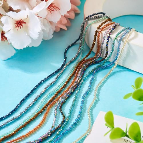 10 Strands 2mm Facet Ronde kralen, Kleine kristalglas Zaad Losse kralen voor DIY ambachten, Vriendschap armband, sieraden maken 5