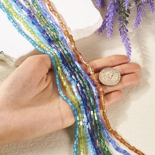 8 Strands AB Kleur Vergulde Transparante Glas Kralen Strands Rechthoek 8 Kleuren Glas Spacer Kralen Bulk voor DIY ketting armband sieraden maken 5