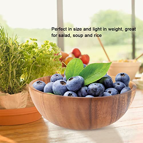 Klassieke grote ronde houten schaal - Solid Wood Bowl voor salade, soep, rijst - Handgemaakt keukengerei(20 * 7cm)