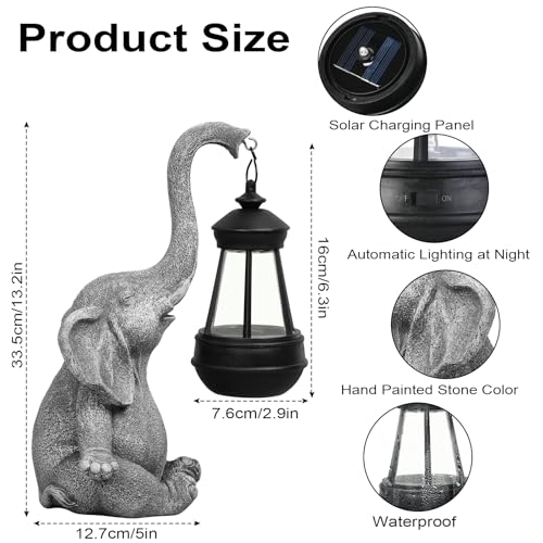 Zonnelantaarns, Outdoor Tuinfiguren, Olifantfiguren, Ambachten, Zonne-energie voor tuindecoratie