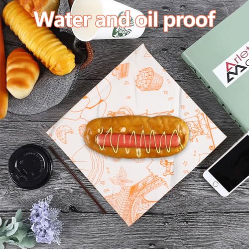 100 vellen papier, 36 x 26 cm Kaaspapier, Sandwichpapier, Deli Papier, Grease Papier, Broodpapier, Kaaspapier, Voor Sandwich, Friet, Burgers 4