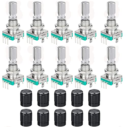 10 Set EC11 360 Degree Rotary Coder, 5 Pin EC11 Audio Digitale Potentiometer, Rotary Encoder Module met schakelaar en draaiknop voor auto-elektronica Multimedia Audio
