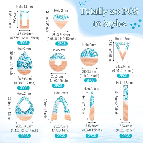 Hars Walnut houten bedeltjes voor oorbellen ketting hangers Hars Houten stukken Charm sieraden maken, Hars Hout, Hars 4