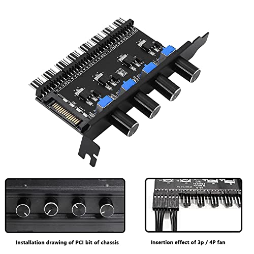 4 Knop koeling Ventilator snelheidsregelaar PC 8 kanalen Ventilator Hub voor CPU geval HDD VGA PWM Ventilator PCI Bracket 12V Ventilator controle voeding SATA/4Pin Interface 5