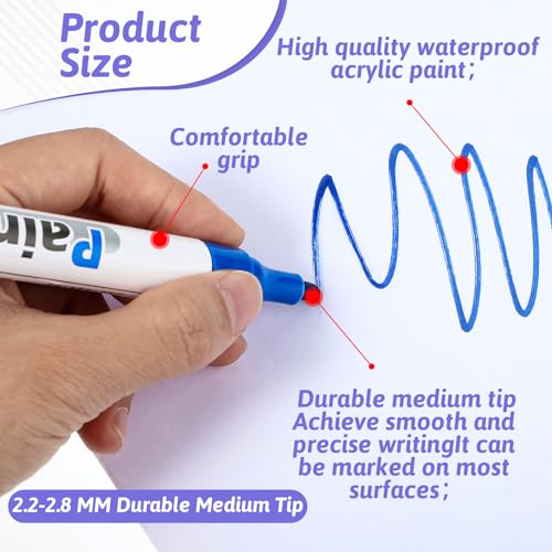 6 stuks Acryl Pennen Permanente waterdichte Quick Drying Set van 6 kleuren Acrylverf Pennen 2.6 mm Pen Tip voor Kunst Projecten, Hout, Plastic, Metaal, Canvas, DIY Ambachten 3