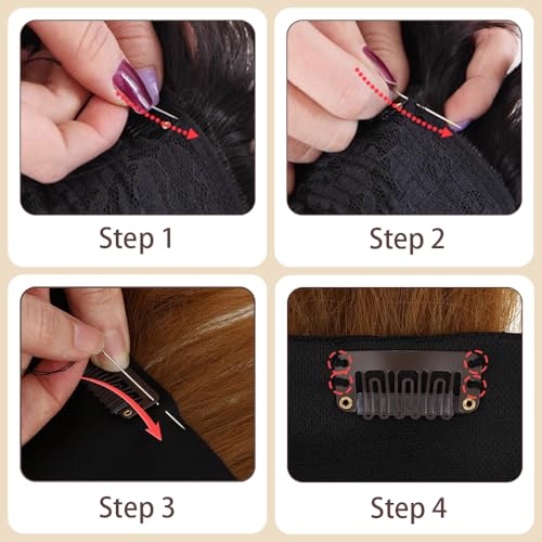 60 Stuks U Vorm Hair Extensions met zacht Rubber Metaal Snap Classic Multi-Function Wig Clips Klik op Accessoires te beveiligen pruiken voor haar uitbreidingen en veilige DIY (4 5