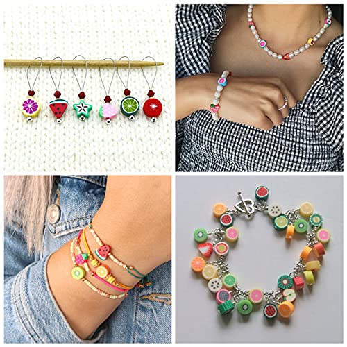 50 st Polymer klei kralen gemengd fruit thema zachte pot kralen voor sieraden maken ketting armbanden gat: 1.5mm 5