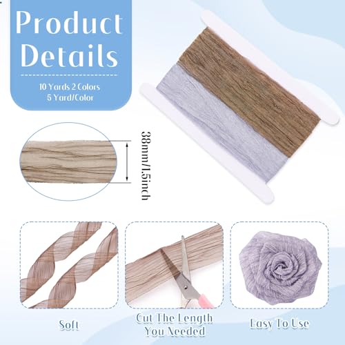 10 Yards Soft Tulle Libbons 38MM Wide Polyester Rimpel Libbons 2 Kleuren Silky Mesh Libbon Zachte Organza voor Party Gift Wrapping Onkruid Bow kostuums 4