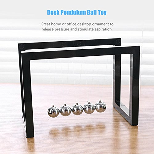 Pendulum Ball, Solid Metal, Fysica, Wetenschap, Pendulum en Classic Newton Shot Shot Ornament, Decoratief Ornament voor Home Office (zwart)