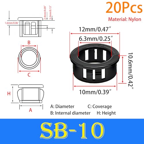 Verpakking van 20 Kabelgaten Covers, Plastic Tubes, Snap Bushings, Montage Diameter 10 mm, Tule Bescherming, Elektrische geleider Sealing Ring