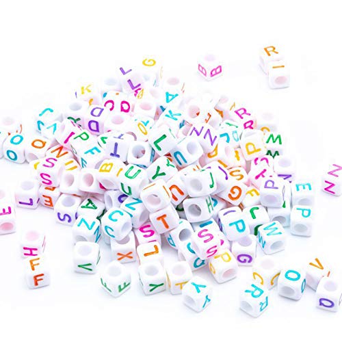 Acryl brief kralen 1000 st 6mm witte kralen zwarte letters alfabet kralen A tot Z kubus voor DIY het maken van armbanden ketting sieraden 3