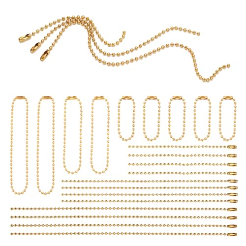 105st tag ketens bal ketting connectoren 3 stijlen tag kettingen 100/150/200mm sleutelhangers hangkettingen kralen trekken ketting uitbreiding blind ketting, goud