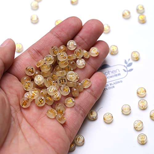 1000 Stuks Lichtgevende brief kralen Ronde gouden brief kralen voor Stringing Craft Set voor armband, Haarband, Ambachten 3