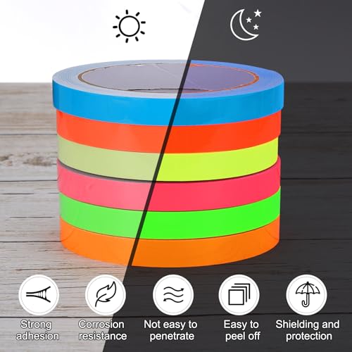 Lichte tape 18mm x 5m, 1 rol fluorescerende kleefband, Reflectieve tape Blacklight Glow Band voor Party, oranje-rood 3