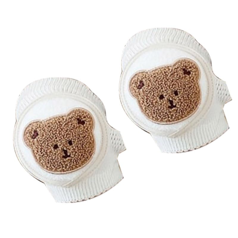 Baby knie kussens Baby kruipen Aid, Premium katoen, dun, ademend, verstelbare non-slip baby knie voor kruipen (Fluffy Bear) 4