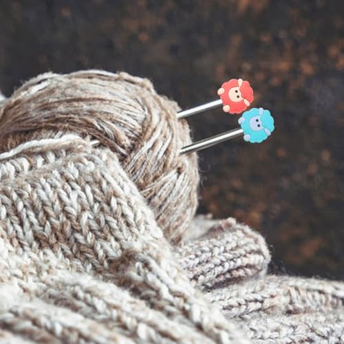 10st 5 kleuren schapen breinaalden stoppen, naald punt beschermers dier vorm siliconen kralen brandpunt kralen voor het breien accessoires DIY ambachten 4