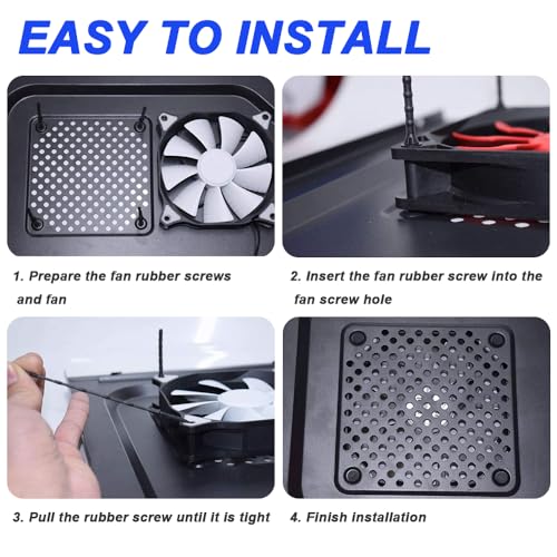 Rubber Computer Ventilator Montage Schroef, 65mm/2.56inch CPU Ventilator Montage Pin Rives Geluidsreductie Anti-Vibratie Zachte Rubber Schroeven (40PCS) 3